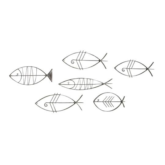 Set of 6 Black Metal Industrial Abstract Wall Decor, 16", 20", 24"